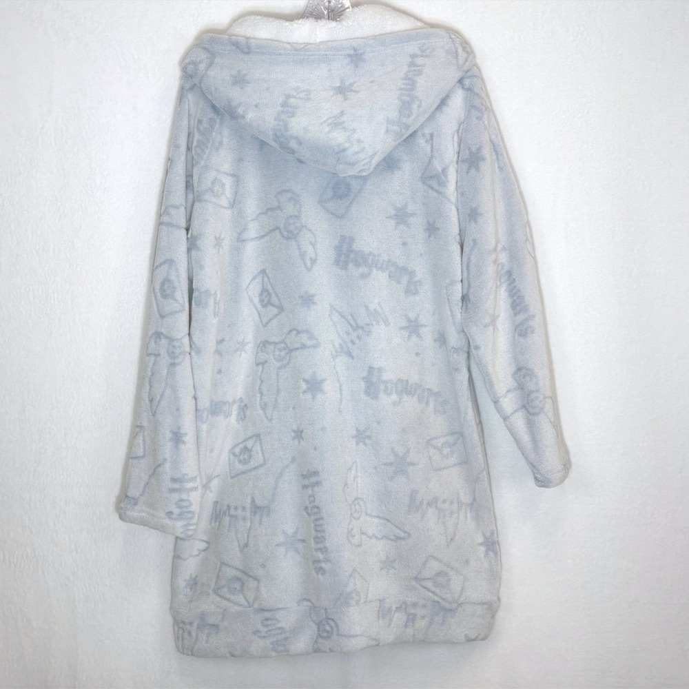 Harry Potter Womens L Blue Hogwarts Fleece Sherpa Wearable Blanket Loungewear - Picture 6 of 12